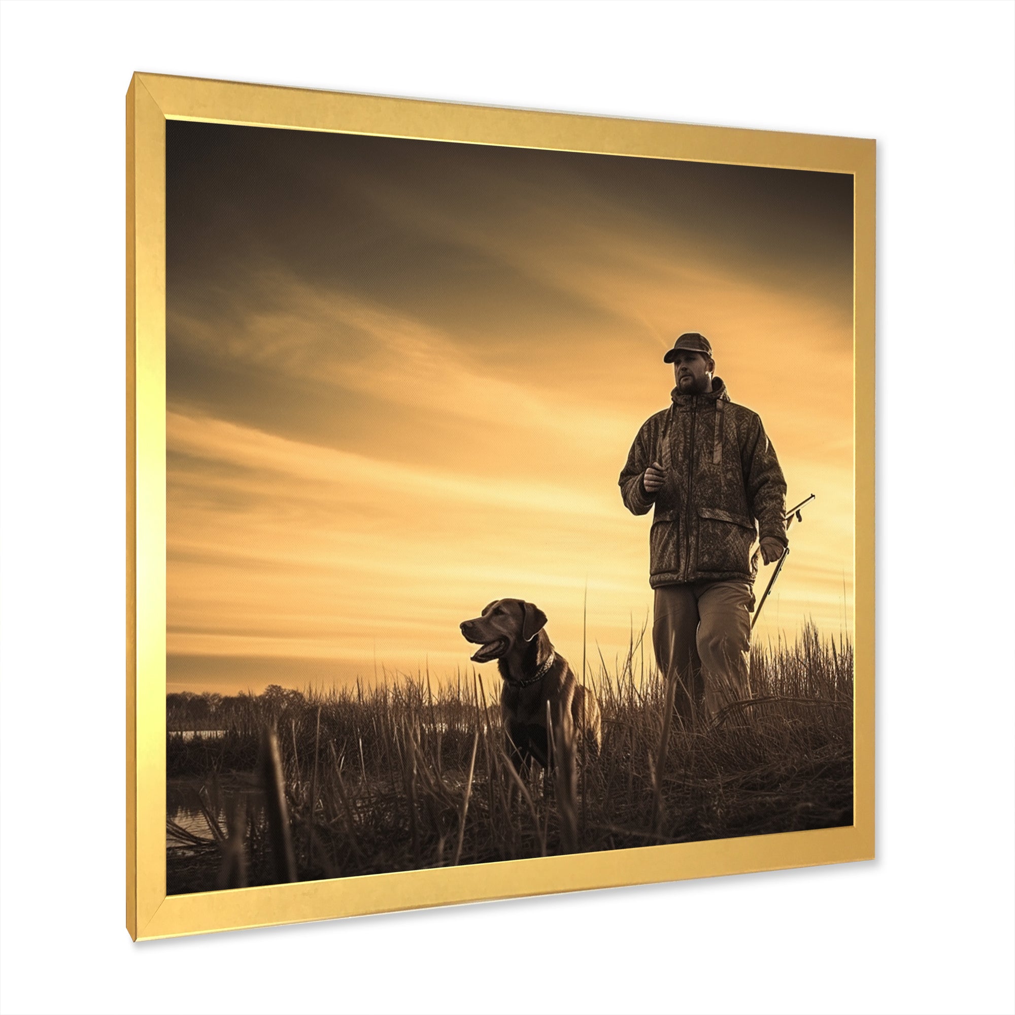 Hunting At Sunrise I - Hunting & Fishing Canvas Wall Art