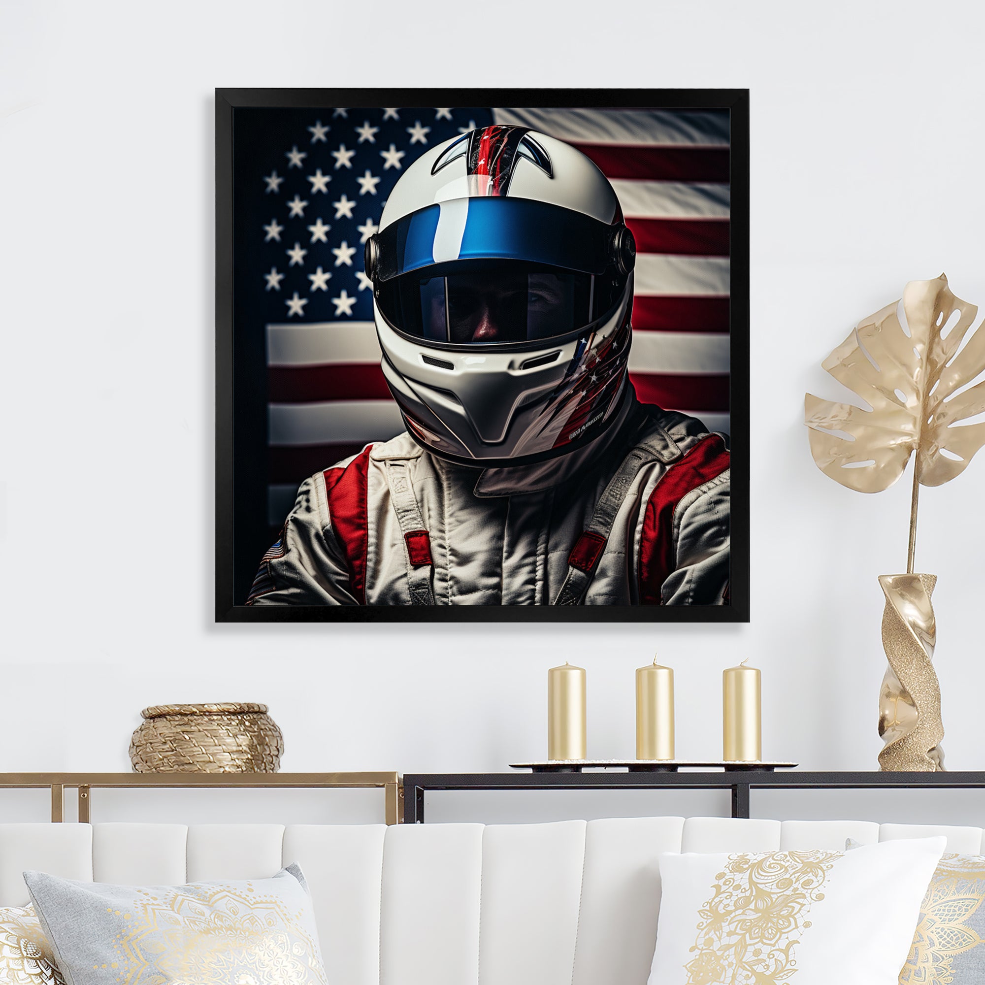 American Speed Way Car Portrait - Racing Canvas Wall Art