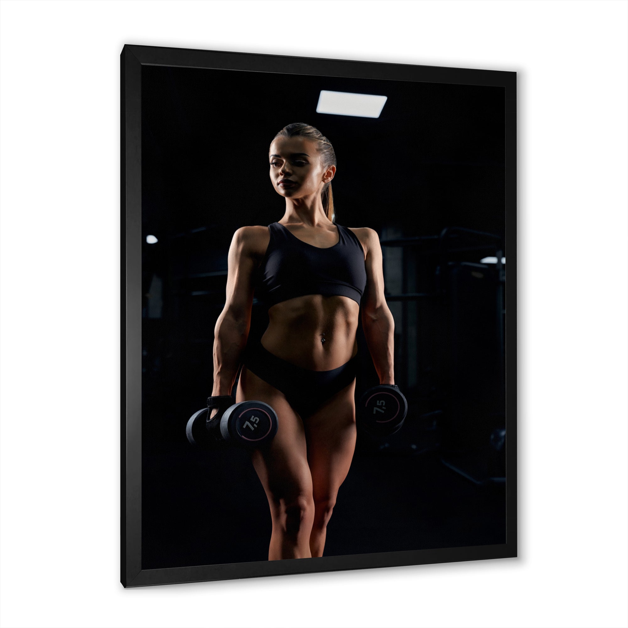 Weightlifting Woman Gym Portrait I - Weightlifting Canvas Wall Art