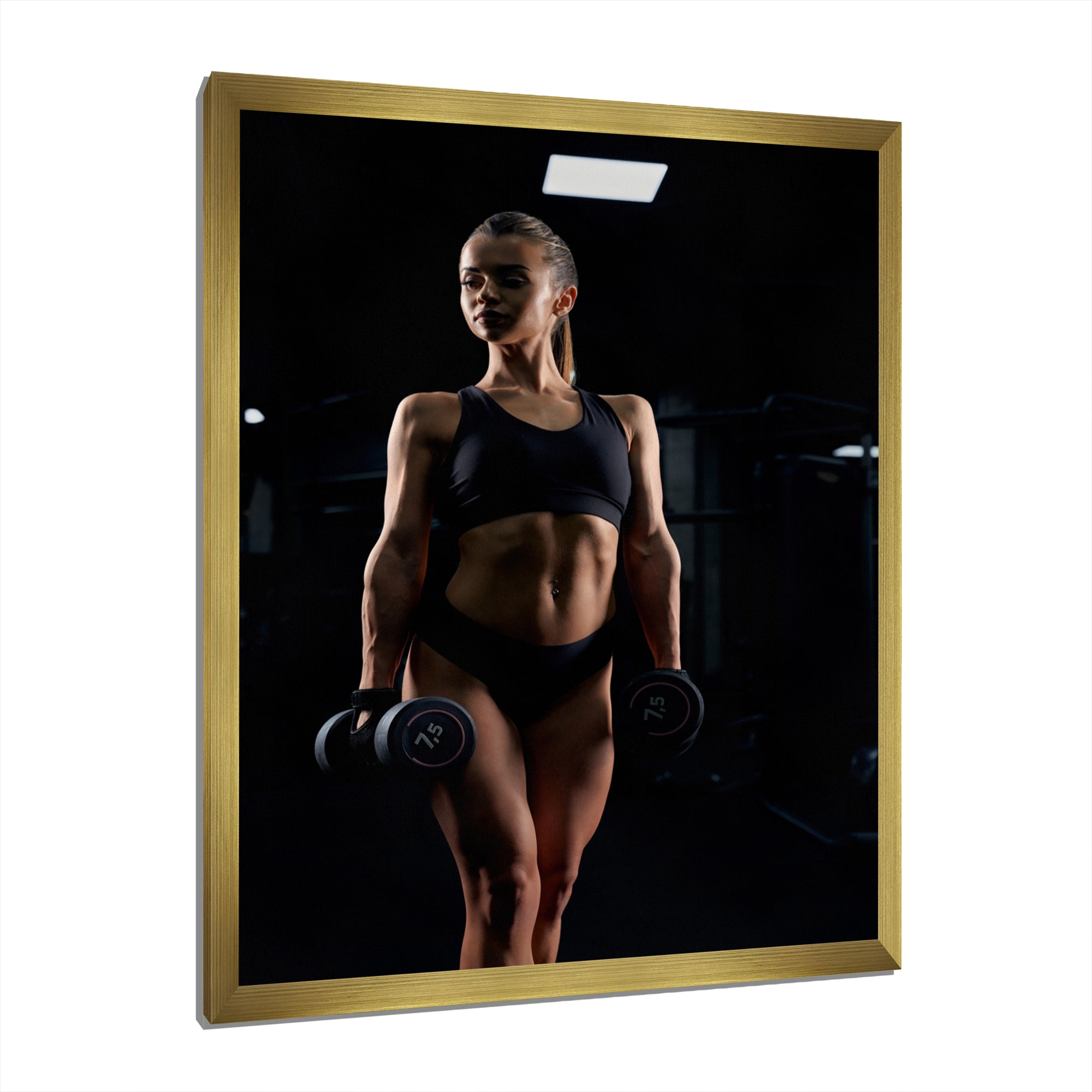 Weightlifting Woman Gym Portrait I - Weightlifting Canvas Wall Art