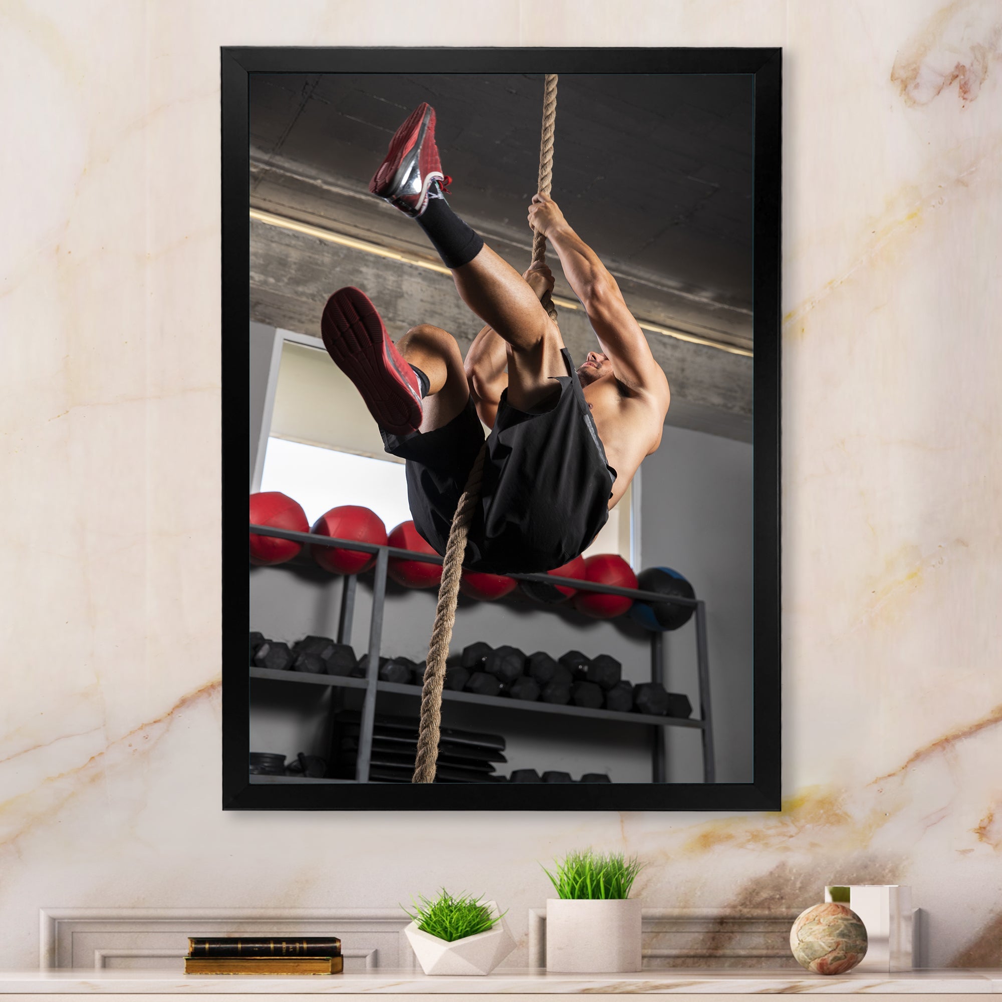 Weightlifting Woman Man Portrait I - Weightlifting Canvas Wall Art