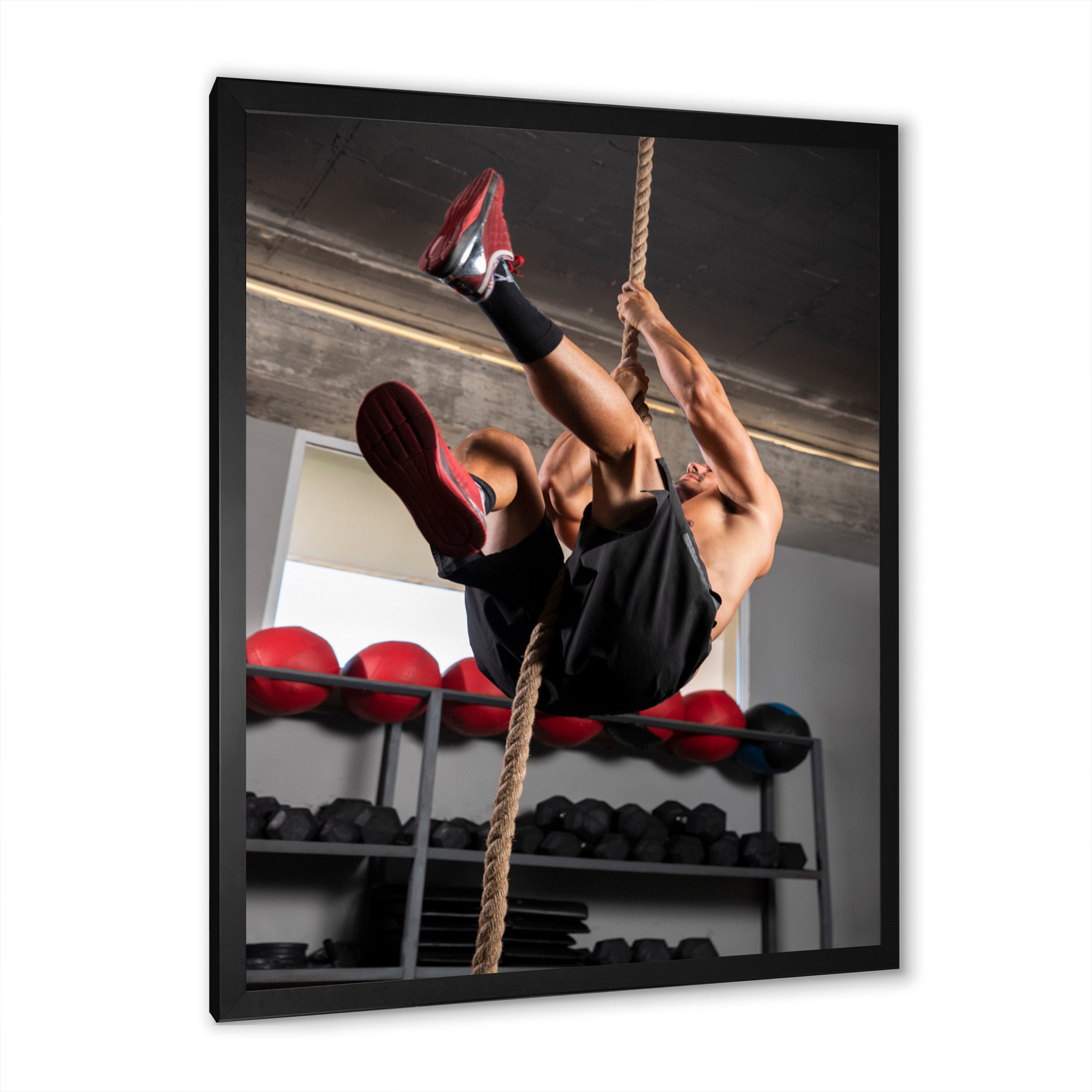 Weightlifting Woman Man Portrait I - Weightlifting Canvas Wall Art