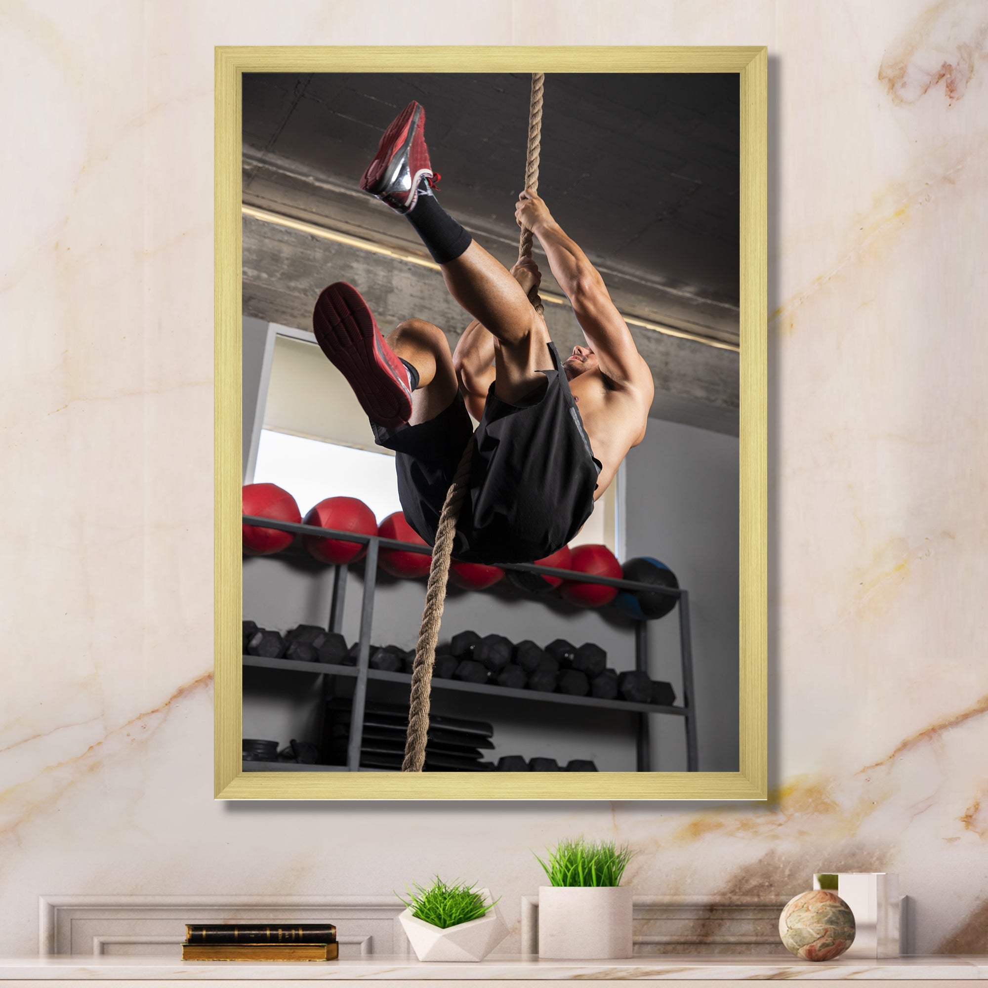 Weightlifting Woman Man Portrait I - Weightlifting Canvas Wall Art