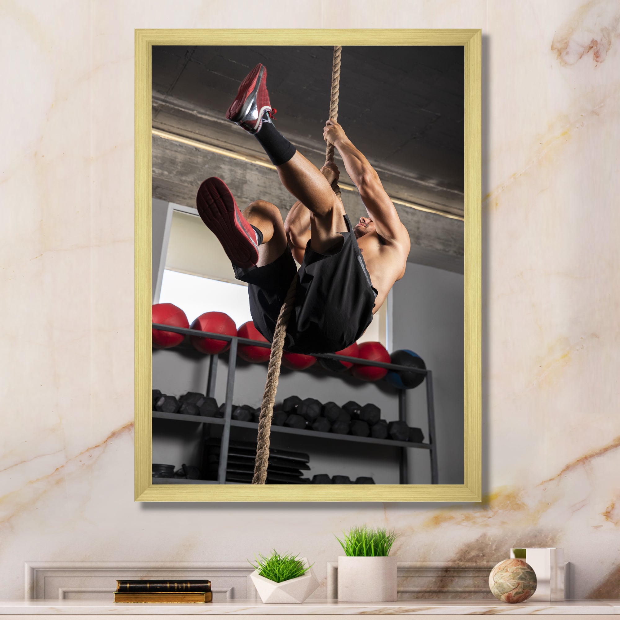Weightlifting Woman Man Portrait I - Weightlifting Canvas Wall Art