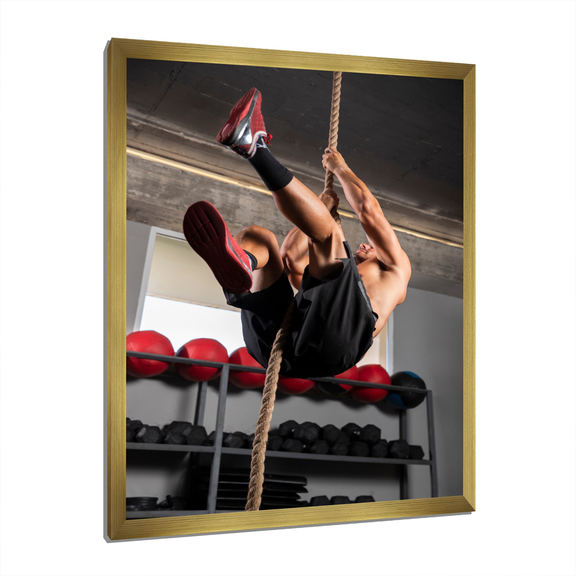 Weightlifting Woman Man Portrait I - Weightlifting Canvas Wall Art