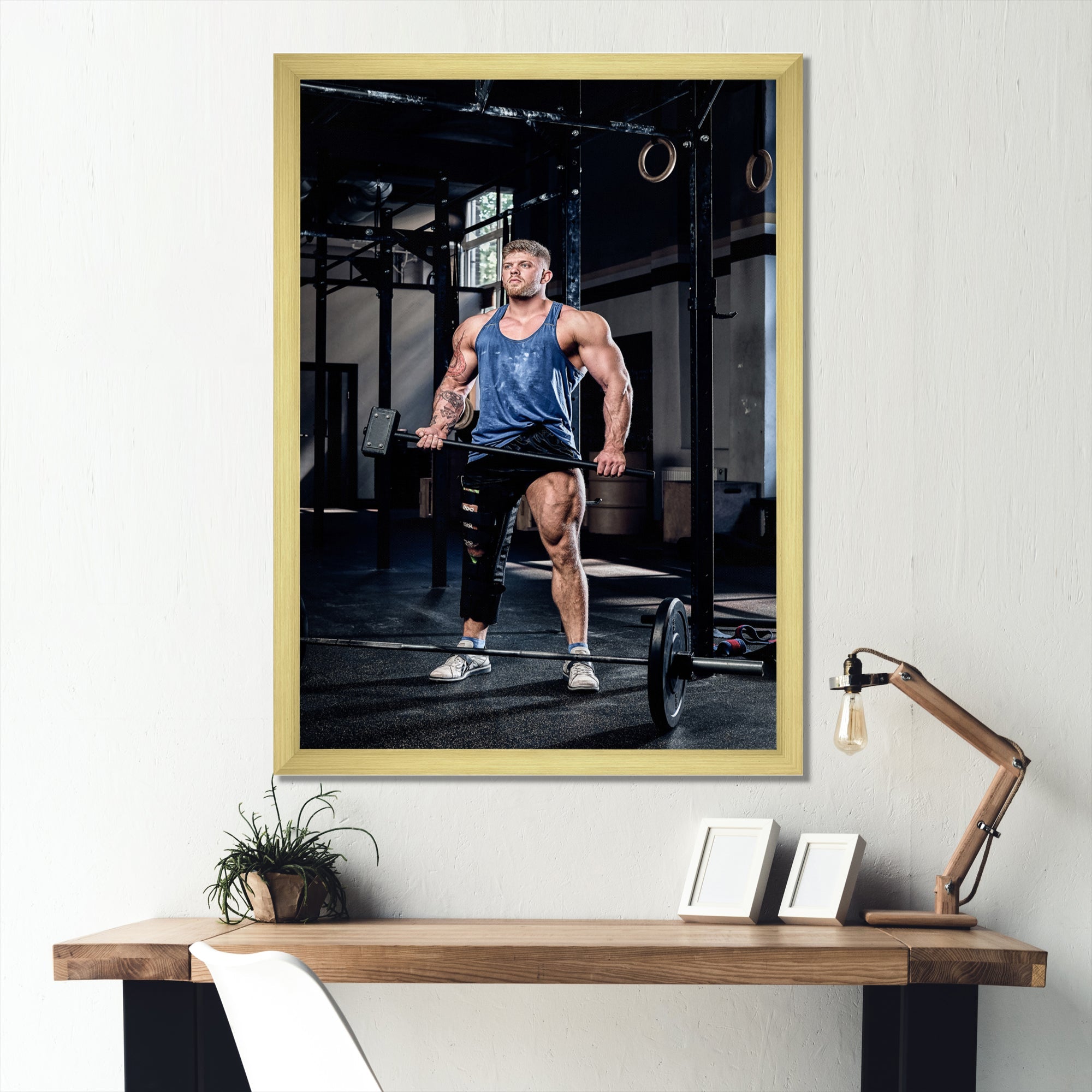 Powerlifting Man Flex I - Weightlifting Canvas Wall Art