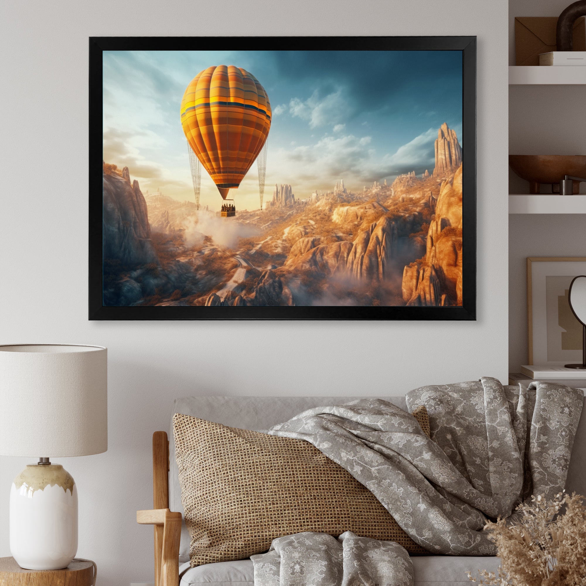 Yellow Hot Air Ballon Panoramic I - Hot Air Balloon Canvas Wall Art