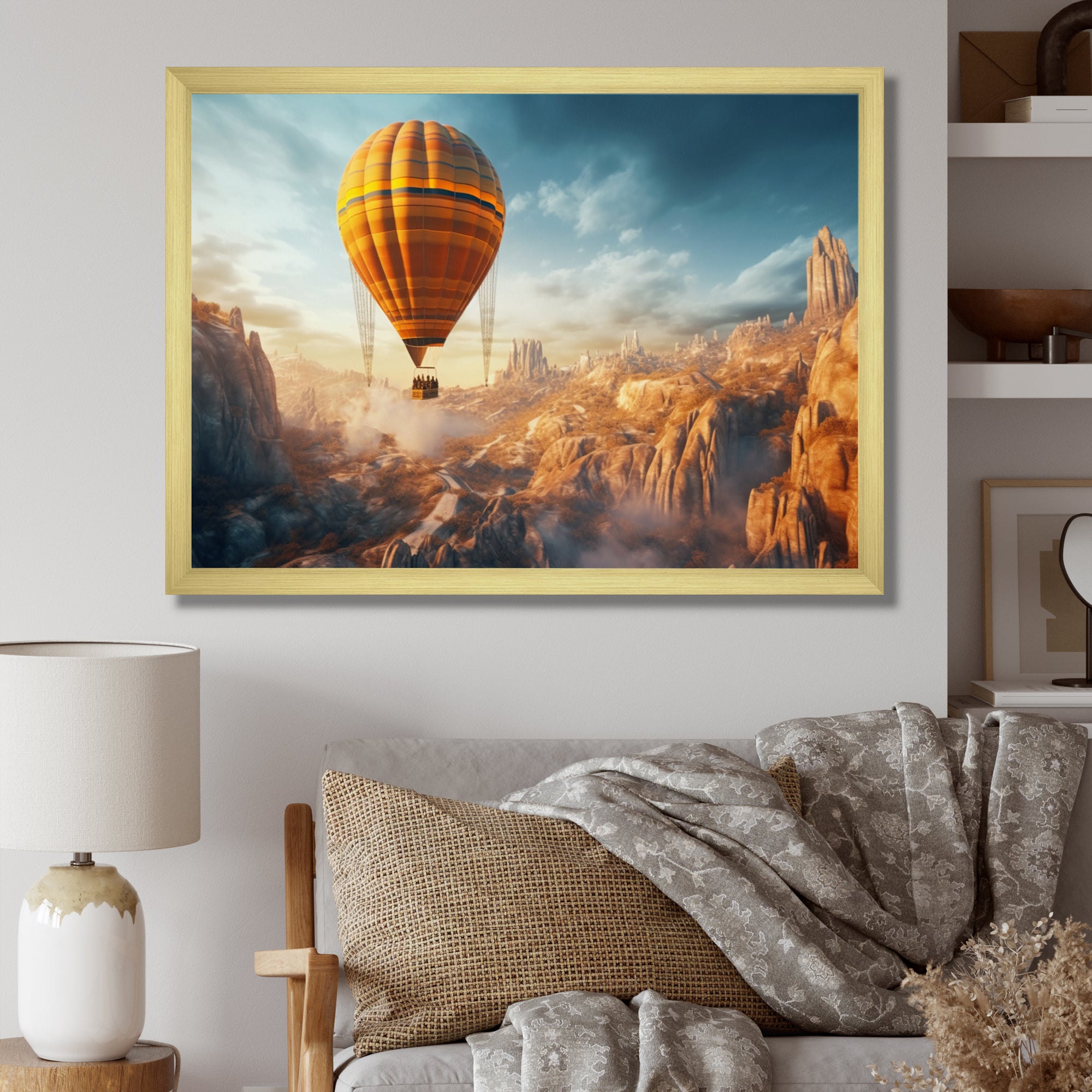 Yellow Hot Air Ballon Panoramic I - Hot Air Balloon Canvas Wall Art