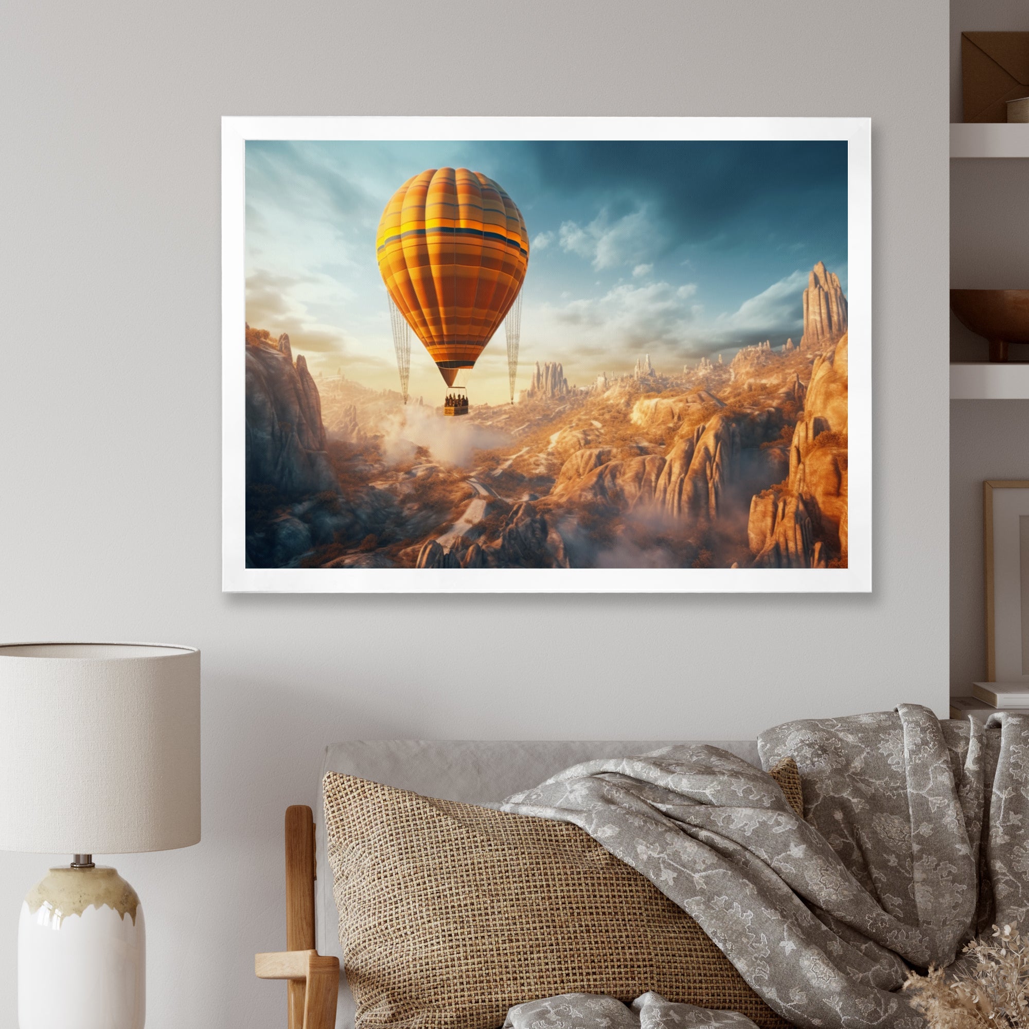Yellow Hot Air Ballon Panoramic I - Hot Air Balloon Canvas Wall Art