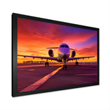 Airplane At Sunset I - Plane Canvas Wall Art