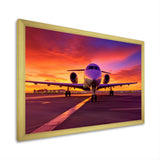 Airplane At Sunset I - Plane Canvas Wall Art