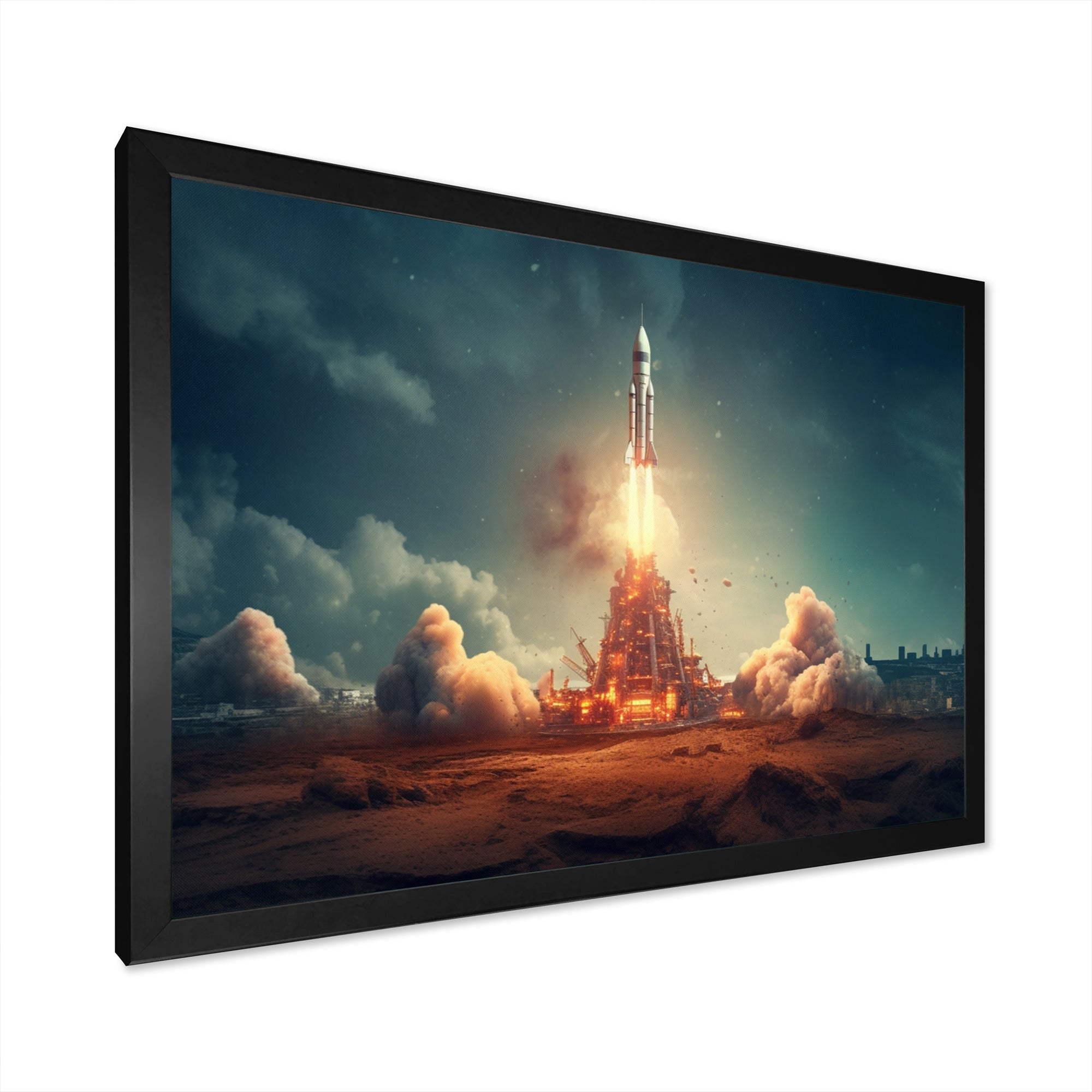 Vintage Spaceship Rocket I - Rocket Canvas Wall Art