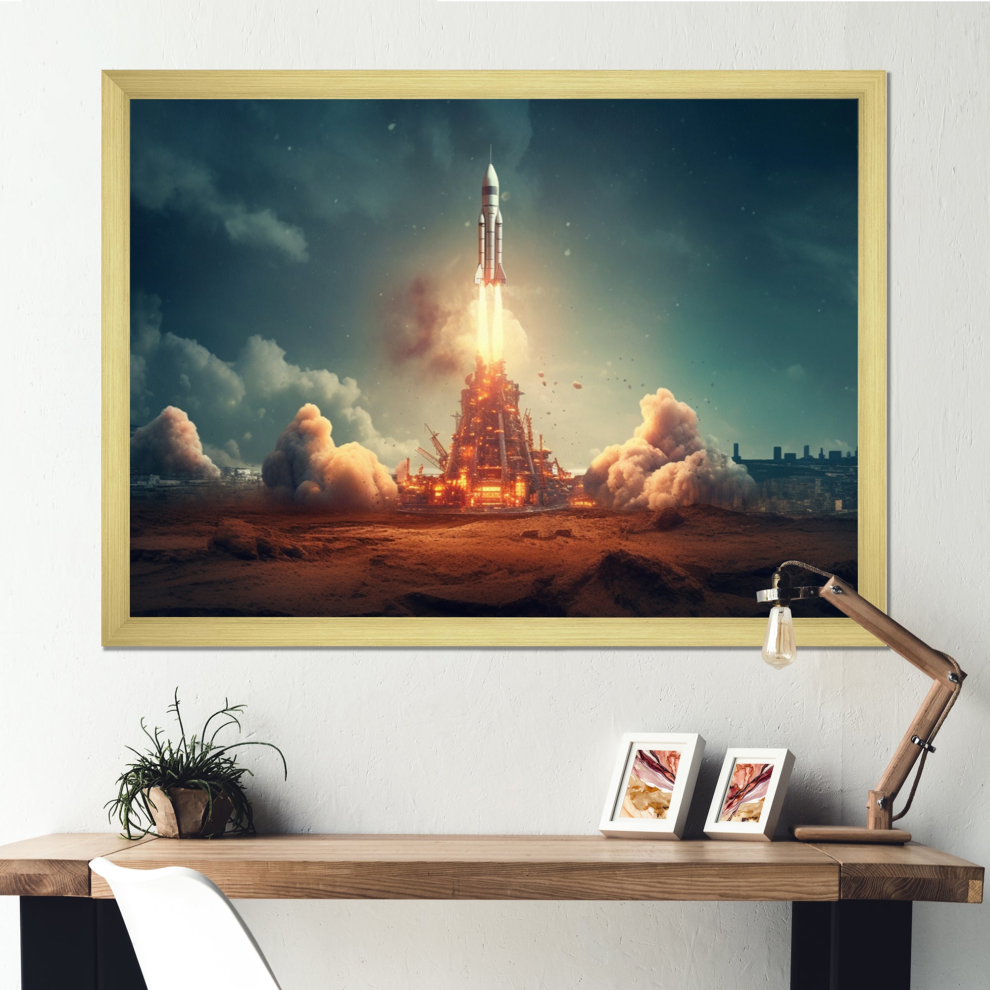 Vintage Spaceship Rocket I - Rocket Canvas Wall Art