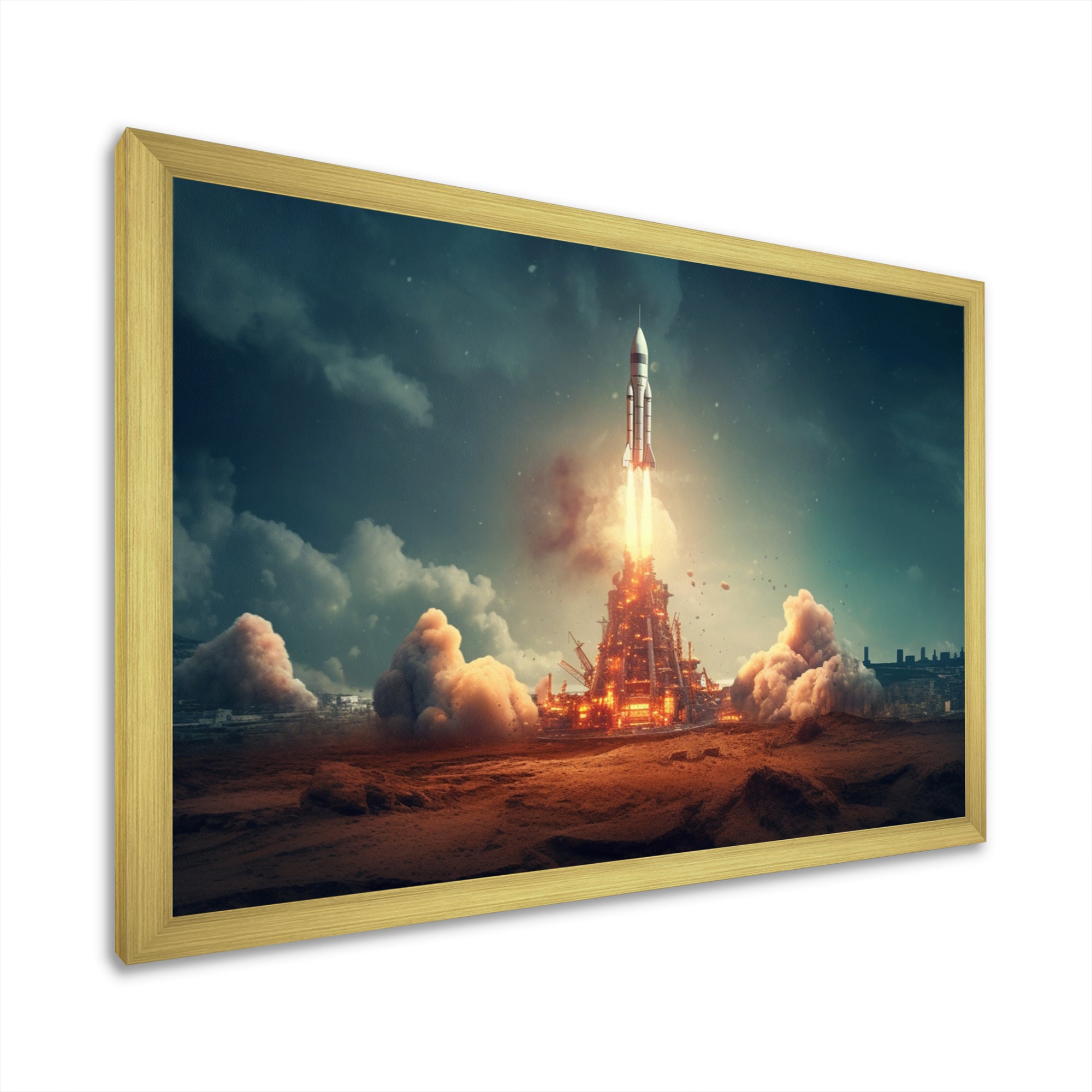 Vintage Spaceship Rocket I - Rocket Canvas Wall Art
