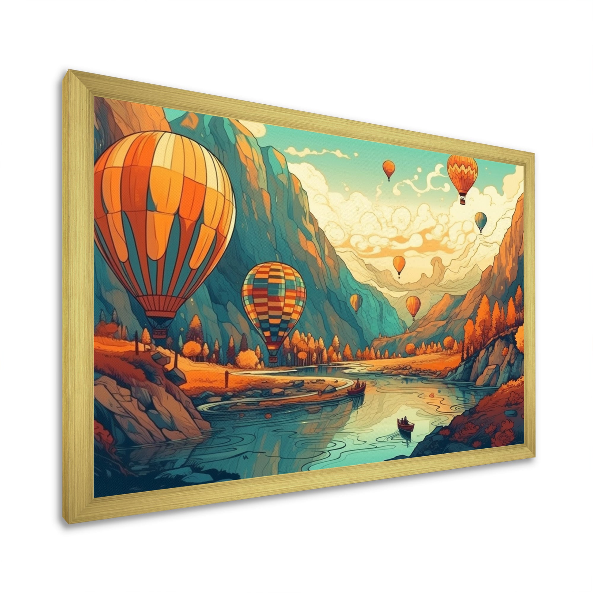 High In The Sky Hot Air Ballon - Hot Air Balloon Canvas Wall Art