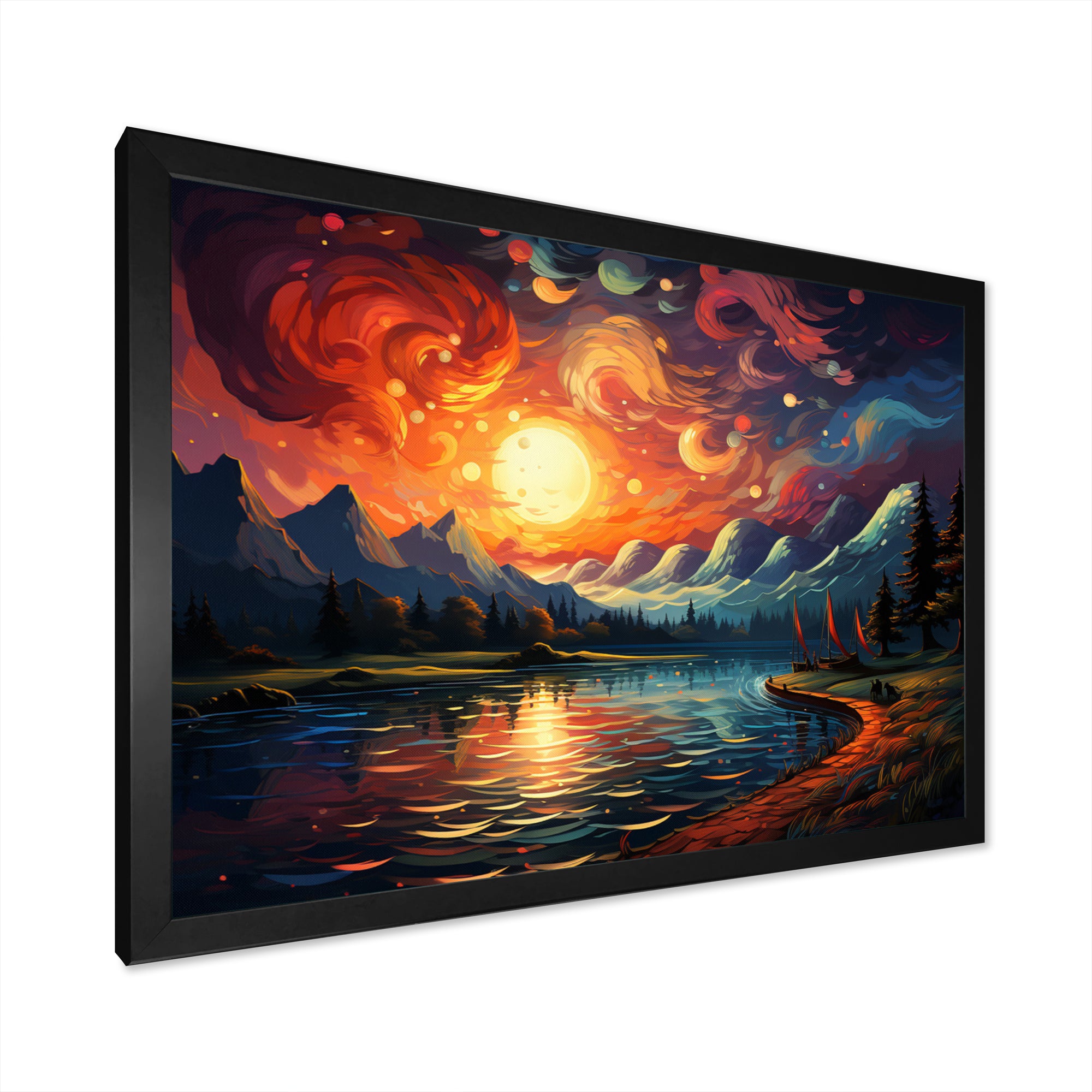 Planets Sunset On Mountain I - Hot Air Balloon Canvas Wall Art