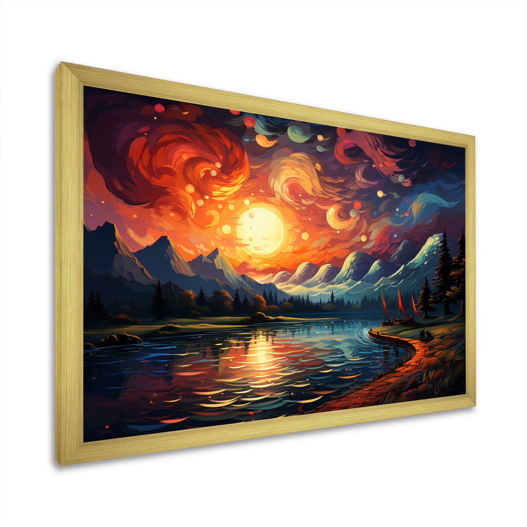 Planets Sunset On Mountain I - Hot Air Balloon Canvas Wall Art