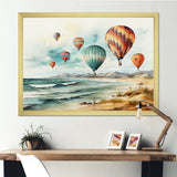 Air balloon Views On The Beach I - Hot Air Balloon Canvas Wall Art