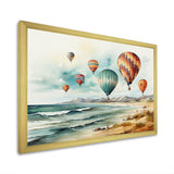 Air balloon Views On The Beach I - Hot Air Balloon Canvas Wall Art