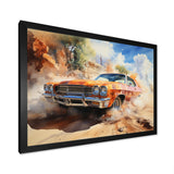 Orange Muscle Car On Offroad - Car Muscle Car Canvas Wall Art