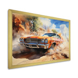 Orange Muscle Car On Offroad - Car Muscle Car Canvas Wall Art