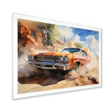 Orange Muscle Car On Offroad - Car Muscle Car Canvas Wall Art
