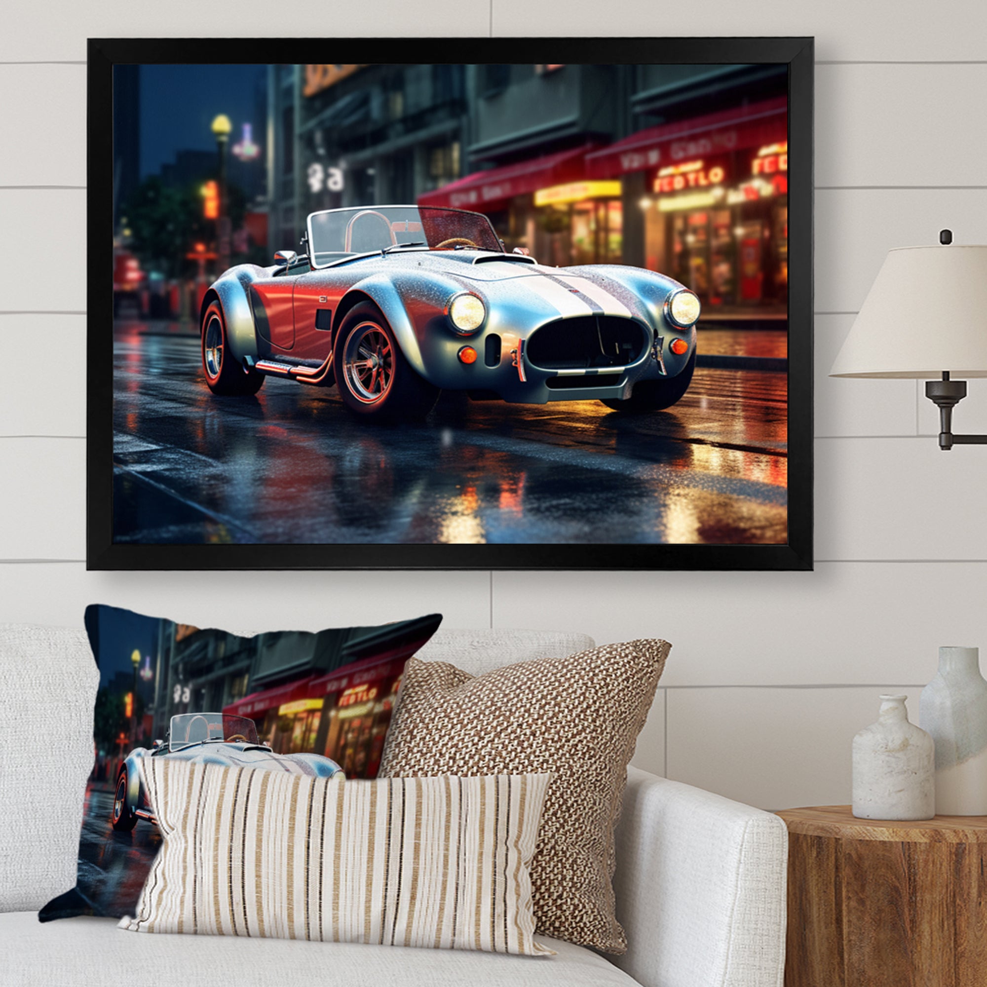 Classics Cobra Car At Night I - Car Old American Canvas Wall Art