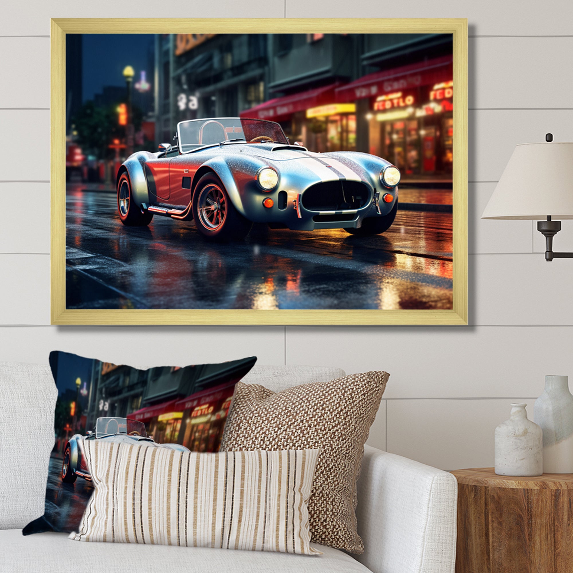 Classics Cobra Car At Night I - Car Old American Canvas Wall Art
