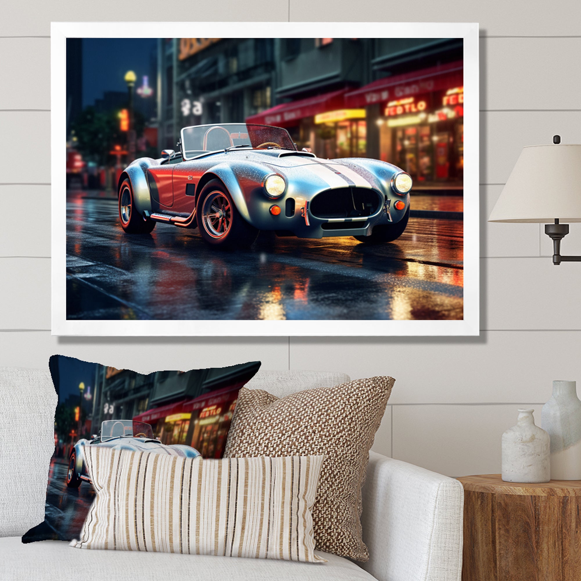 Classics Cobra Car At Night I - Car Old American Canvas Wall Art