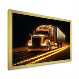 Yellow Neon Semi Truck - Neon Car Canvas Wall Art