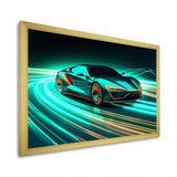Teal Neon Exotic Car I - Neon Car Canvas Wall Art