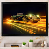 Yellow Neon Classic Car - Neon Car Canvas Wall Art