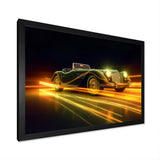 Yellow Neon Classic Car - Neon Car Canvas Wall Art