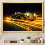 Yellow Neon Classic Car - Neon Car Canvas Wall Art