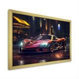 Exotic Car In The Neon Streets I - Neon Car Canvas Wall Art