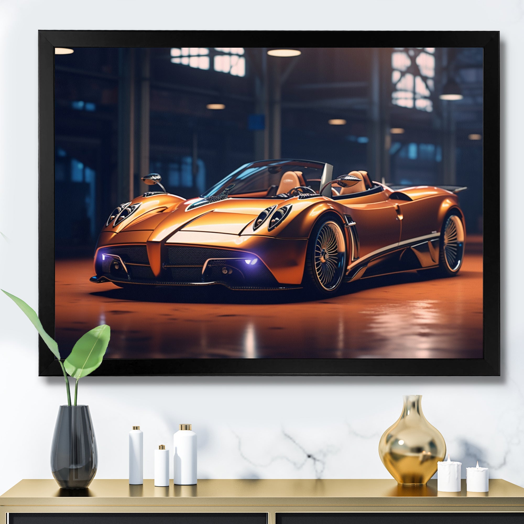 Neon Italian Exotic Car - Neon Car Canvas Wall Art