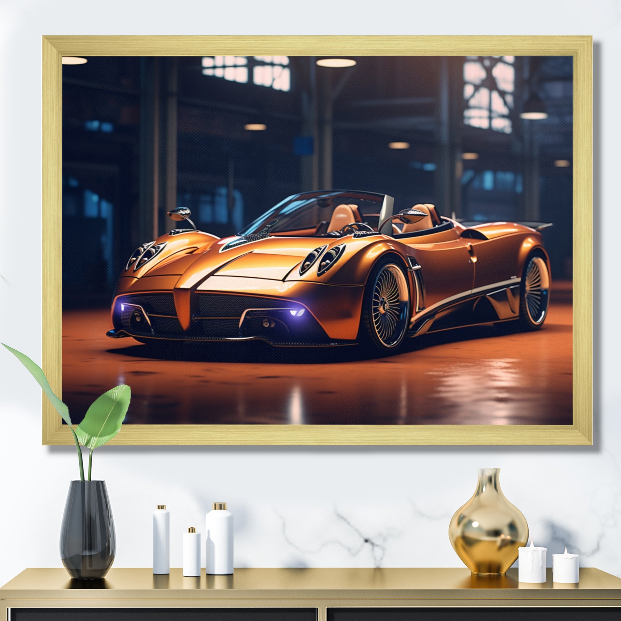 Neon Italian Exotic Car - Neon Car Canvas Wall Art