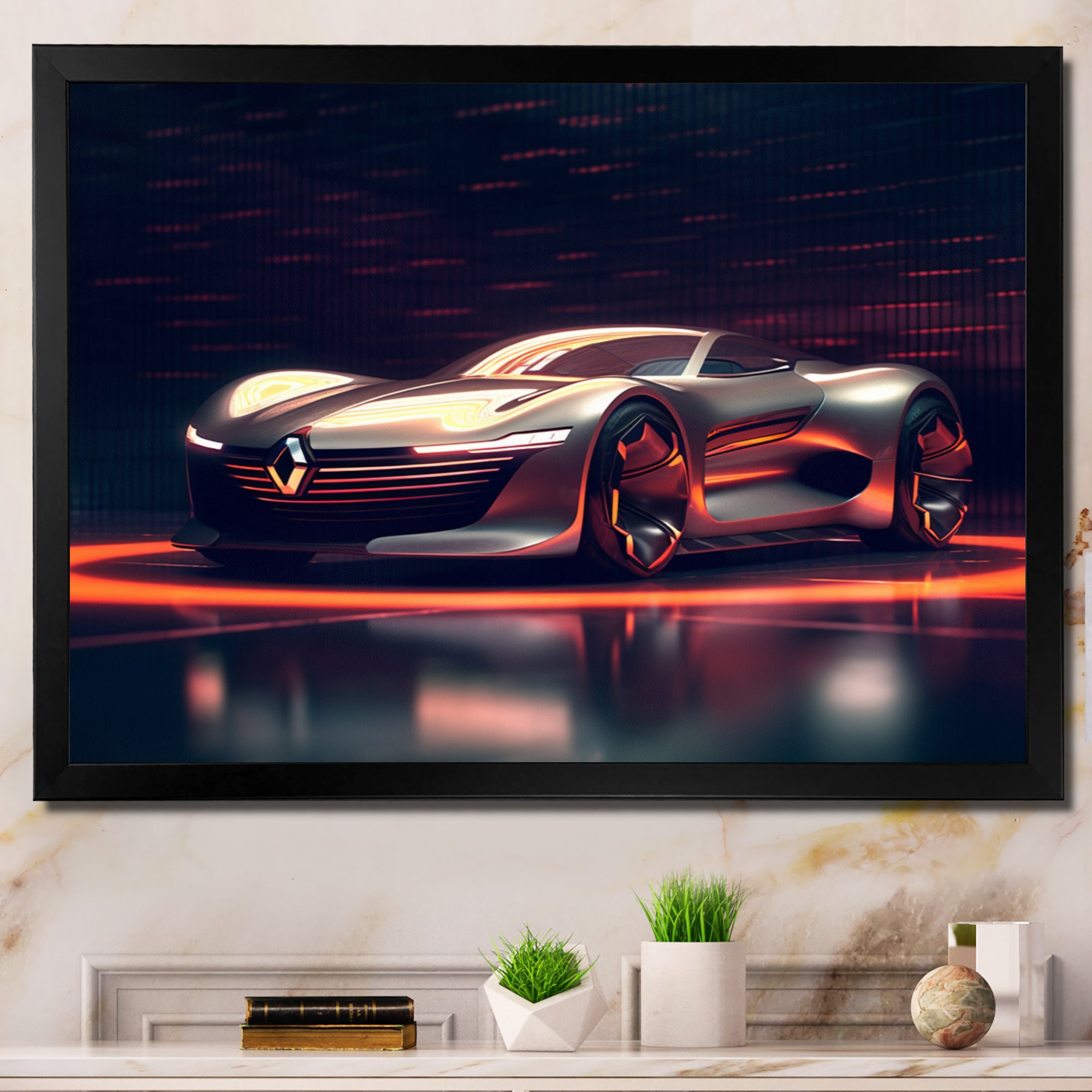 Neon French Exotic Car I - Neon Car Canvas Wall Art