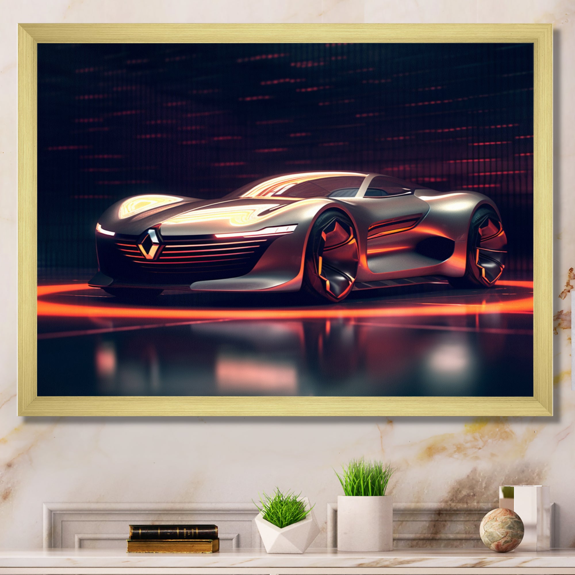 Neon French Exotic Car I - Neon Car Canvas Wall Art