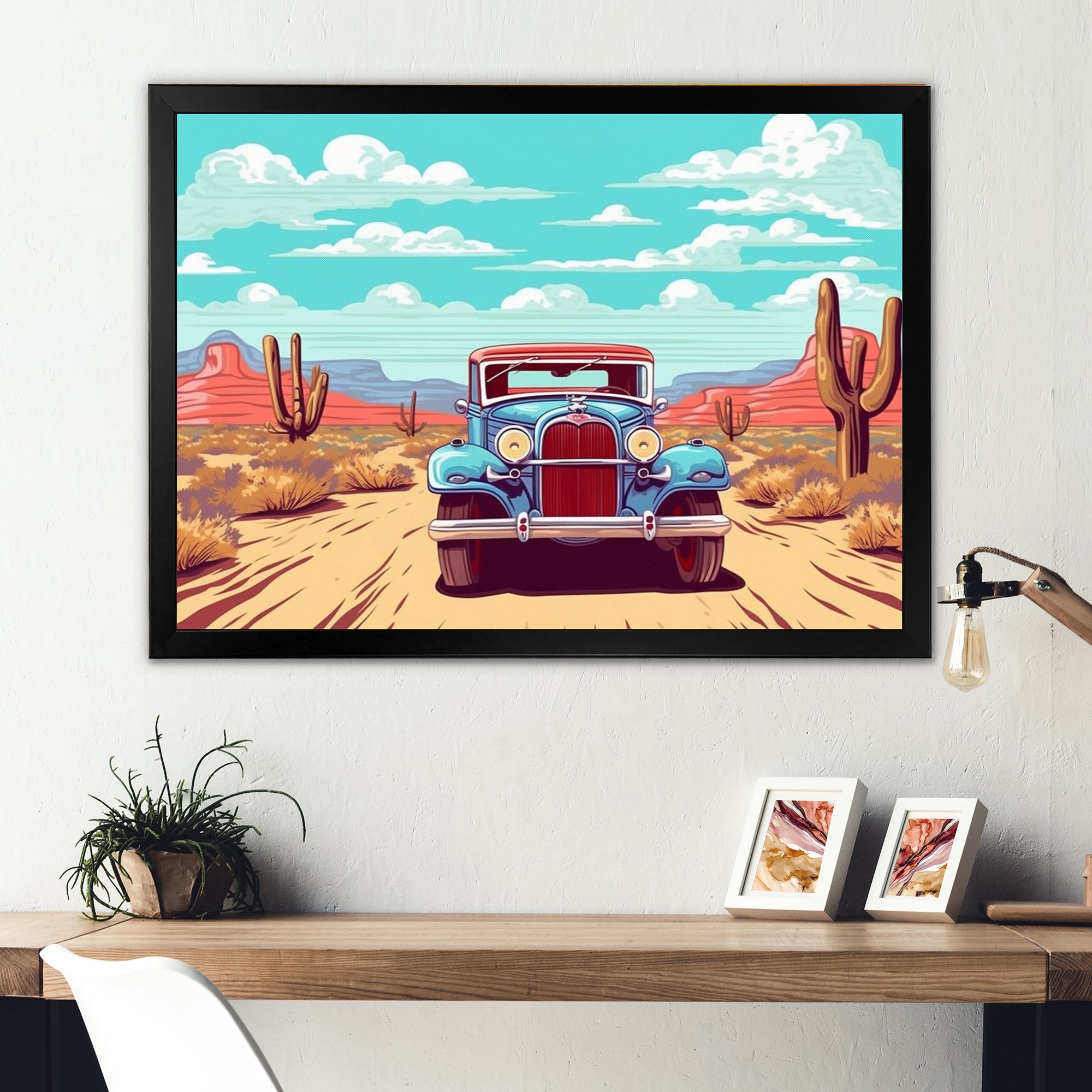 Old American Car In Nevada I - Car Old American Canvas Wall Art