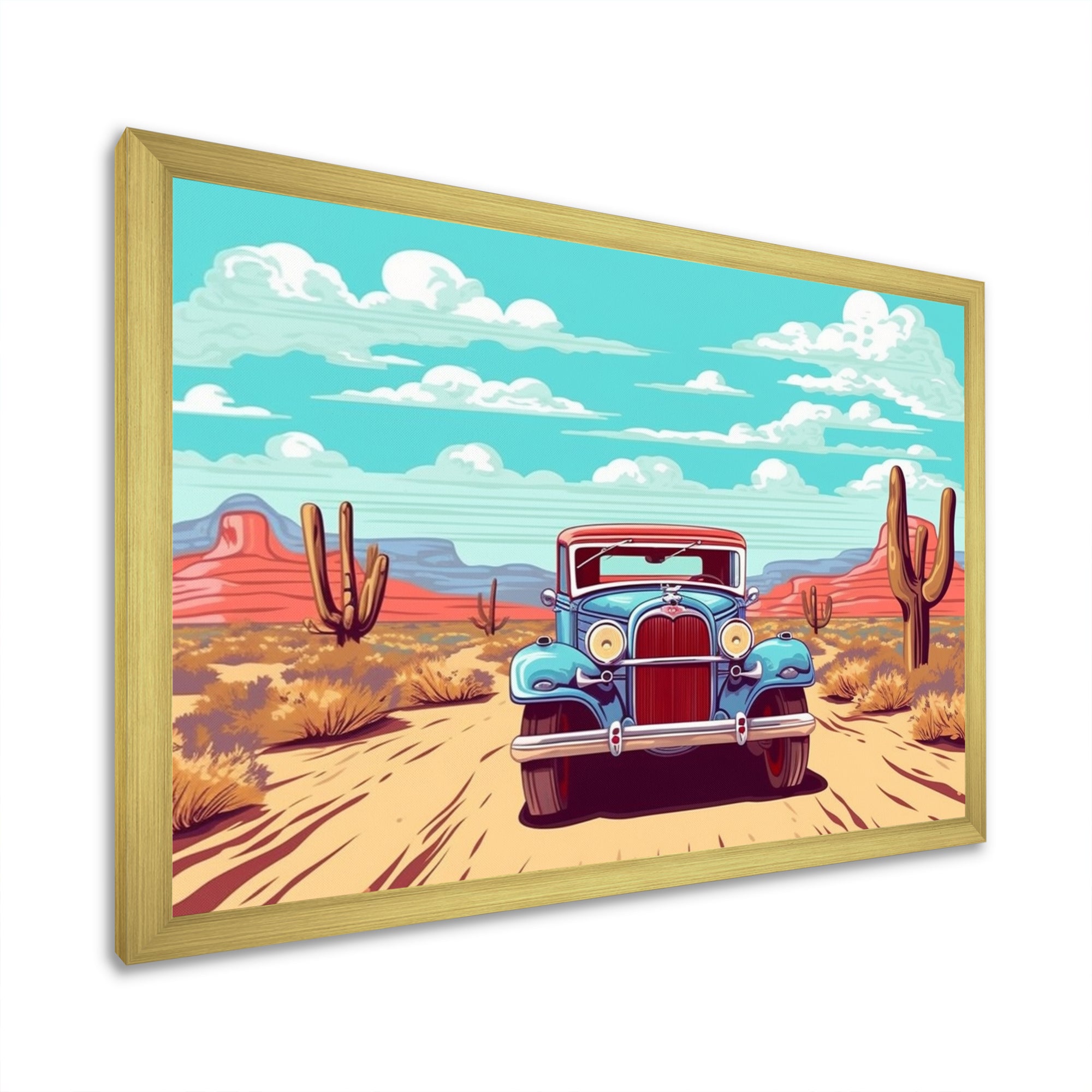 Old American Car In Nevada I - Car Old American Canvas Wall Art