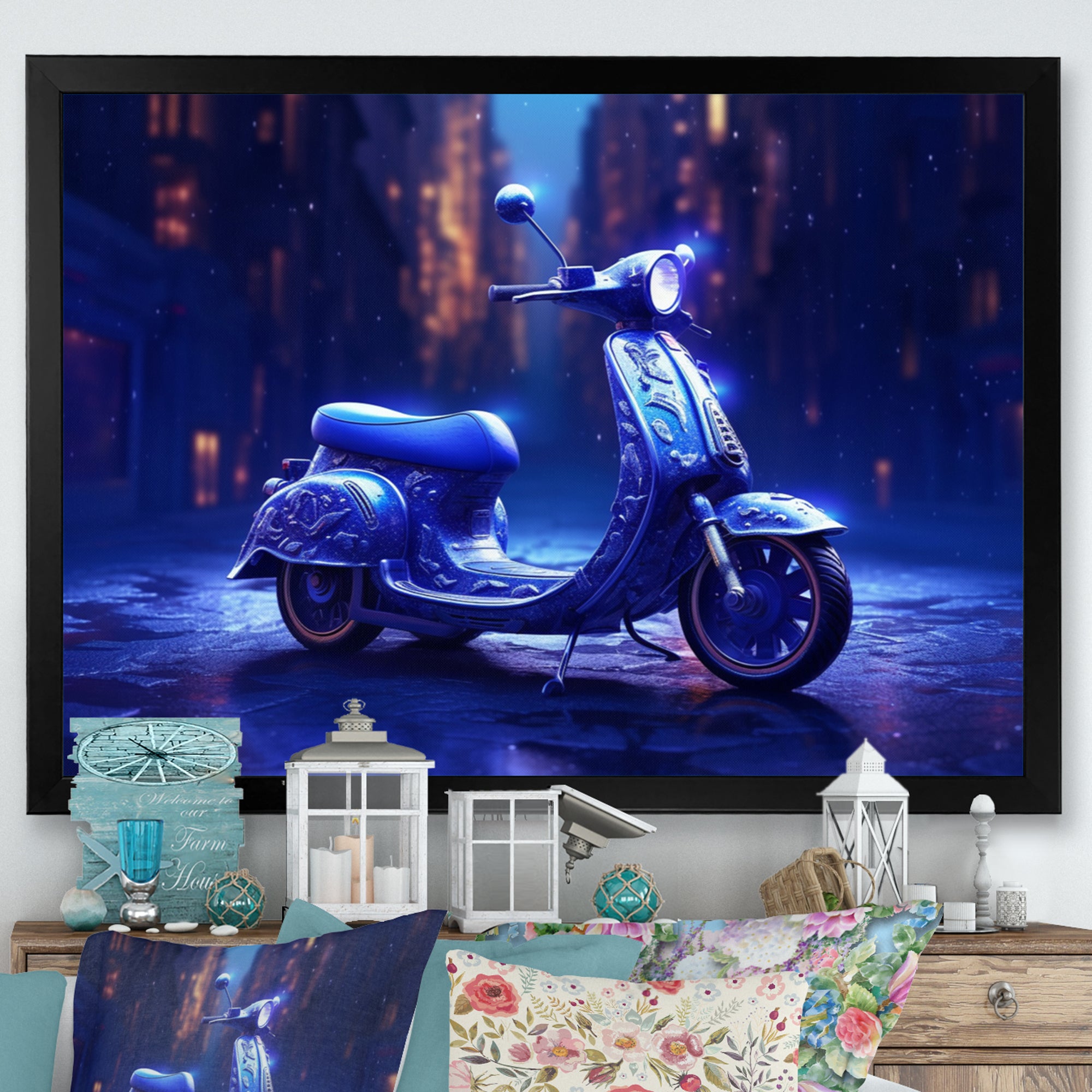 Scooter City Rides I - Scooter Canvas Wall Art