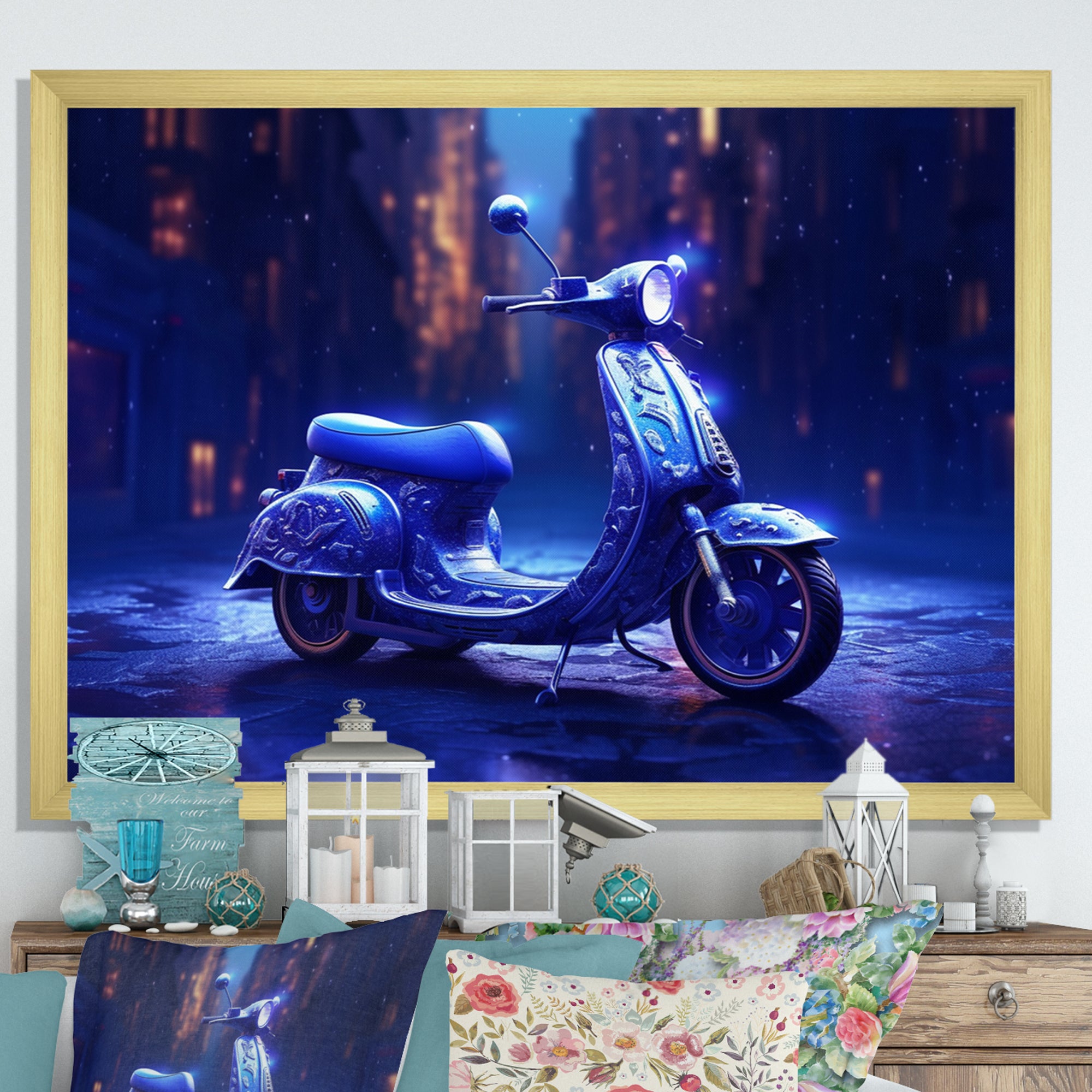 Scooter City Rides I - Scooter Canvas Wall Art