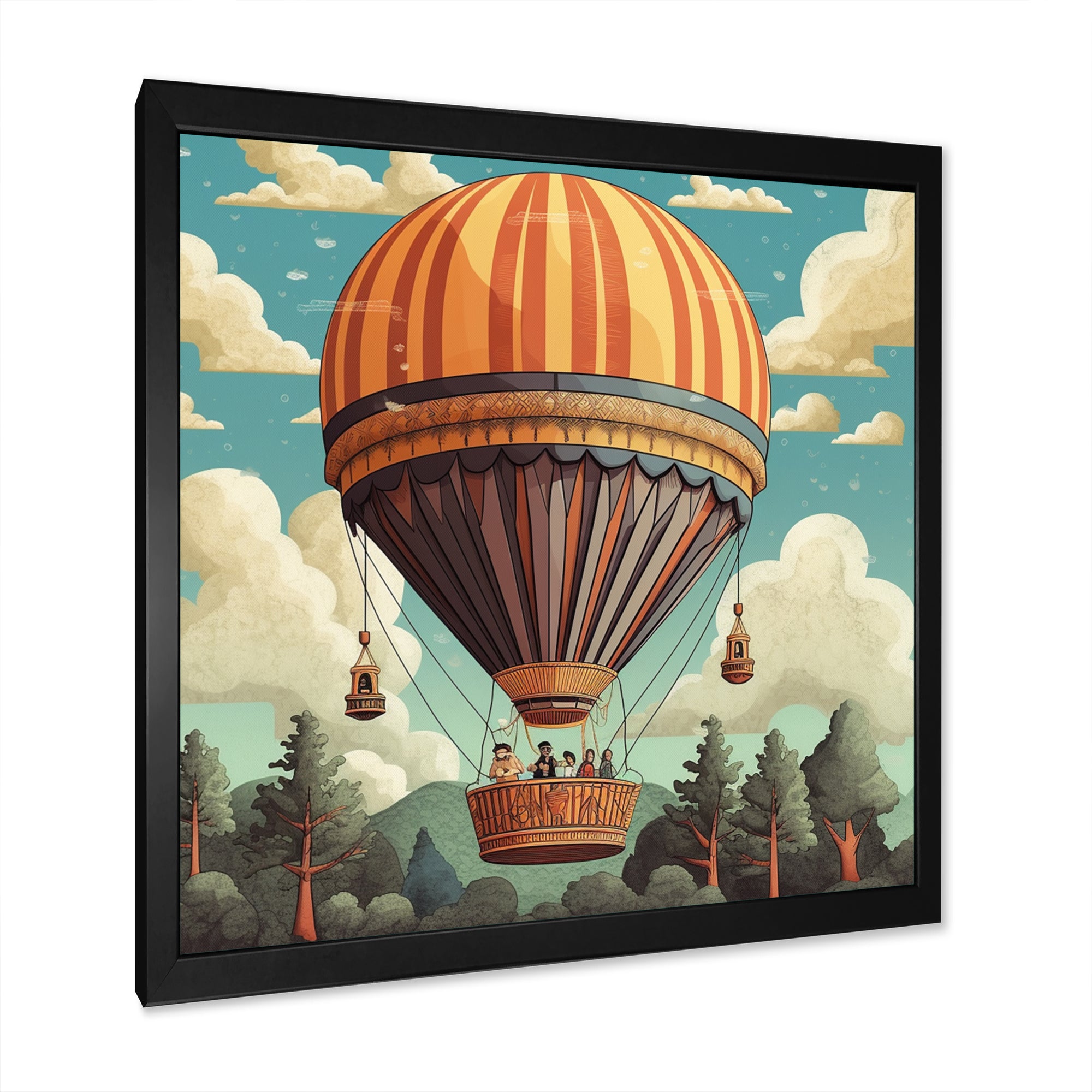 Vintage Hot Air Ballon Landscape I - Hot Air Balloon Canvas Wall Art