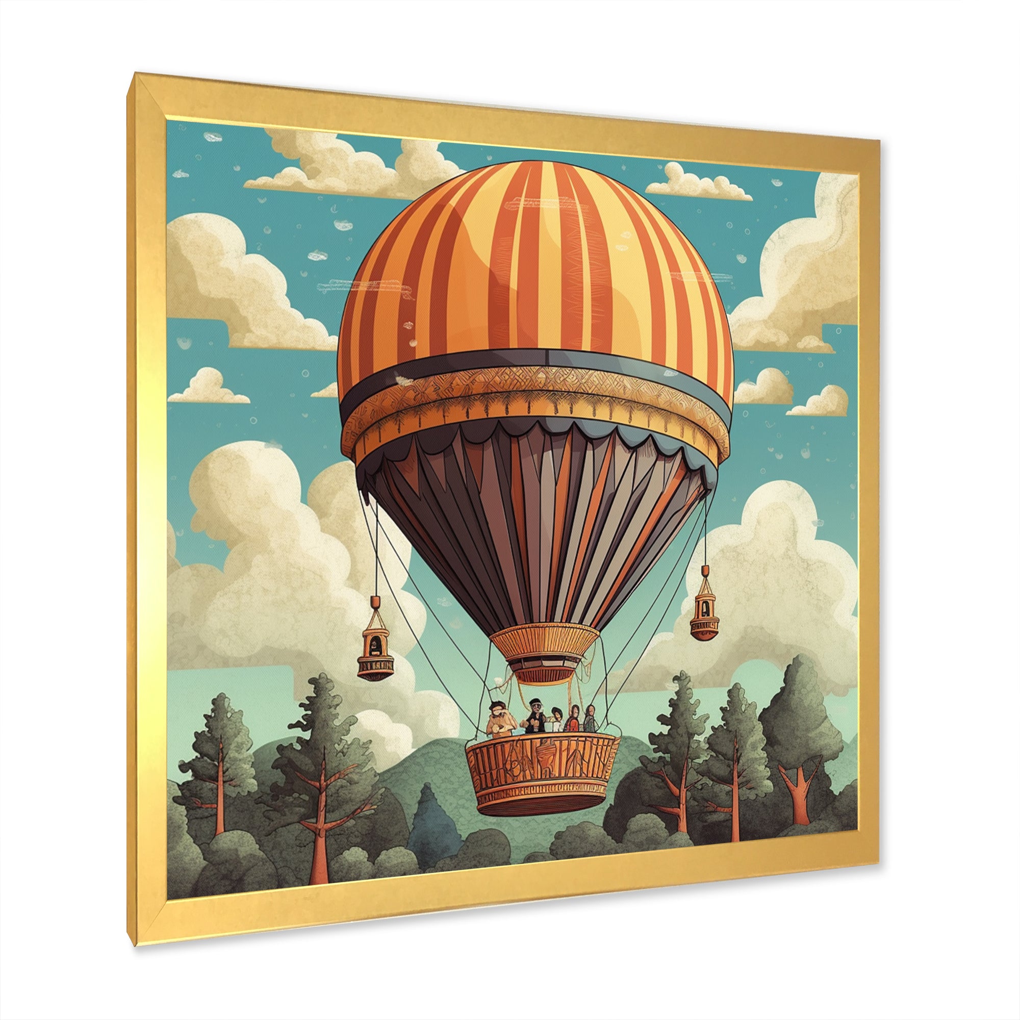 Vintage Hot Air Ballon Landscape I - Hot Air Balloon Canvas Wall Art