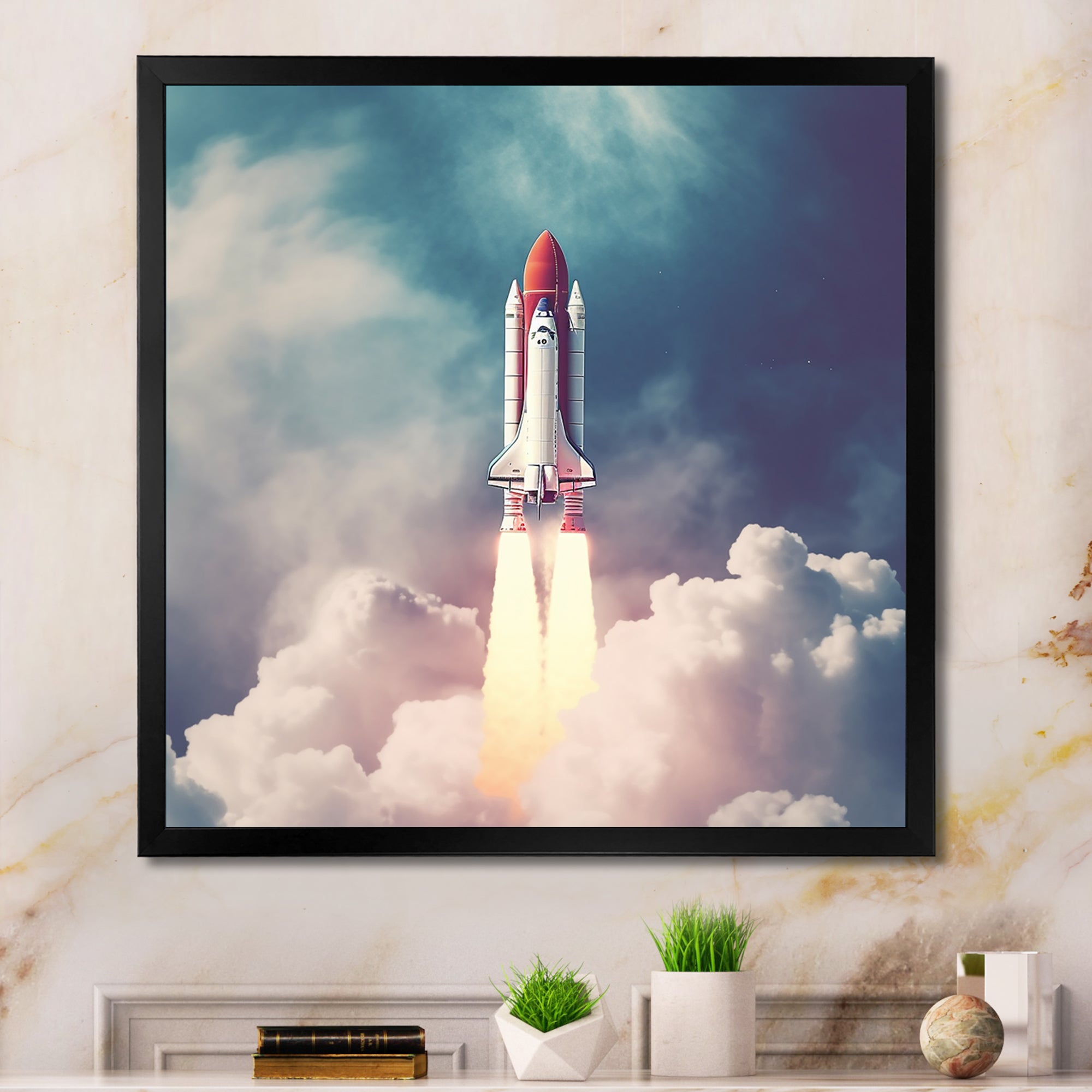 Space Ship Taking Off I - Space Shuttle Canvas Wall Art
