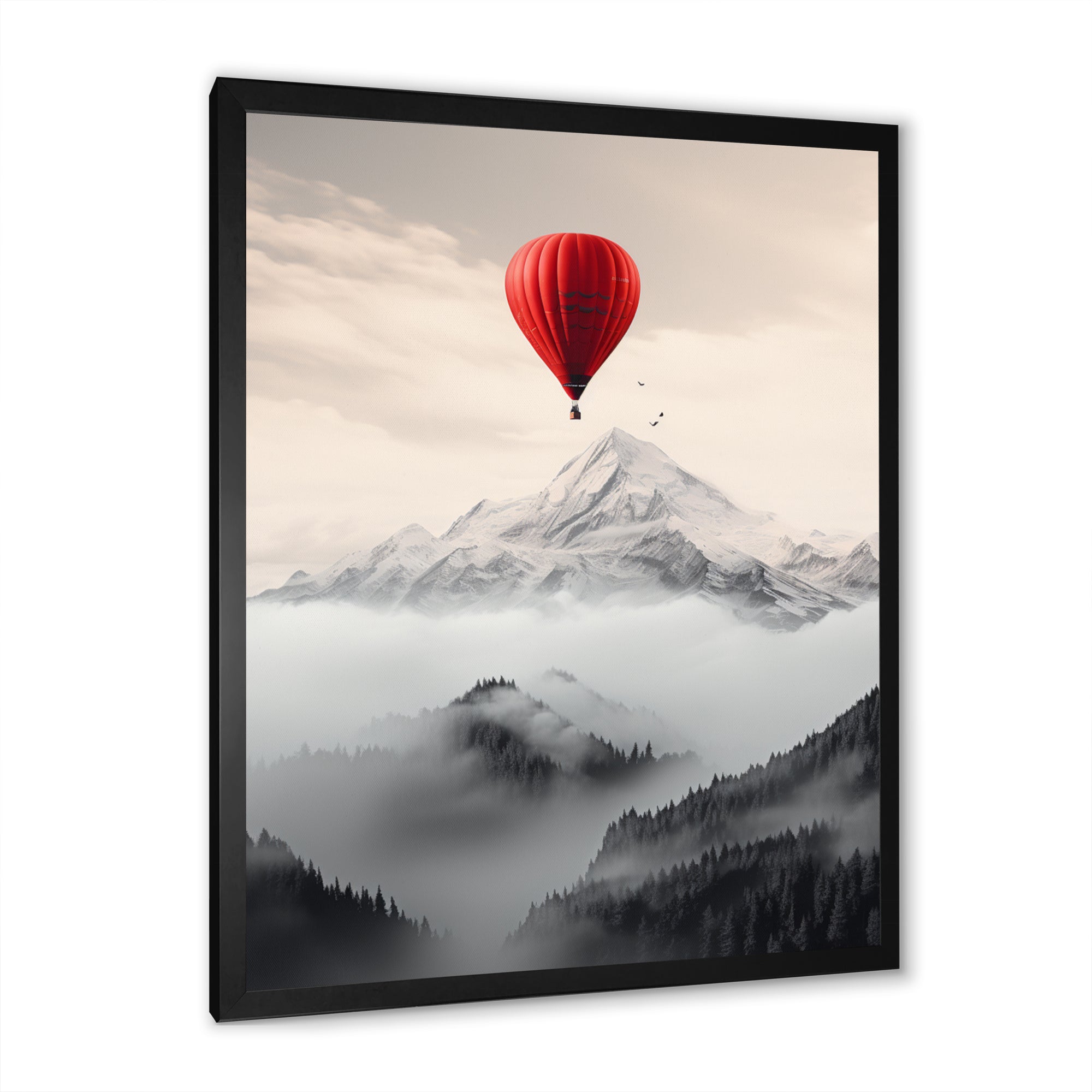 Hot Air Ballon In The Mountains I - Hot Air Balloon Canvas Wall Art