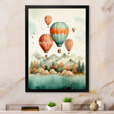 Flying Over The Ocean In Hot Air Ballon - Hot Air Balloon Canvas Wall Art