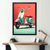 Coral Teal Scooter Display I - Scooter Canvas Wall Art