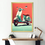 Coral Teal Scooter Display I - Scooter Canvas Wall Art